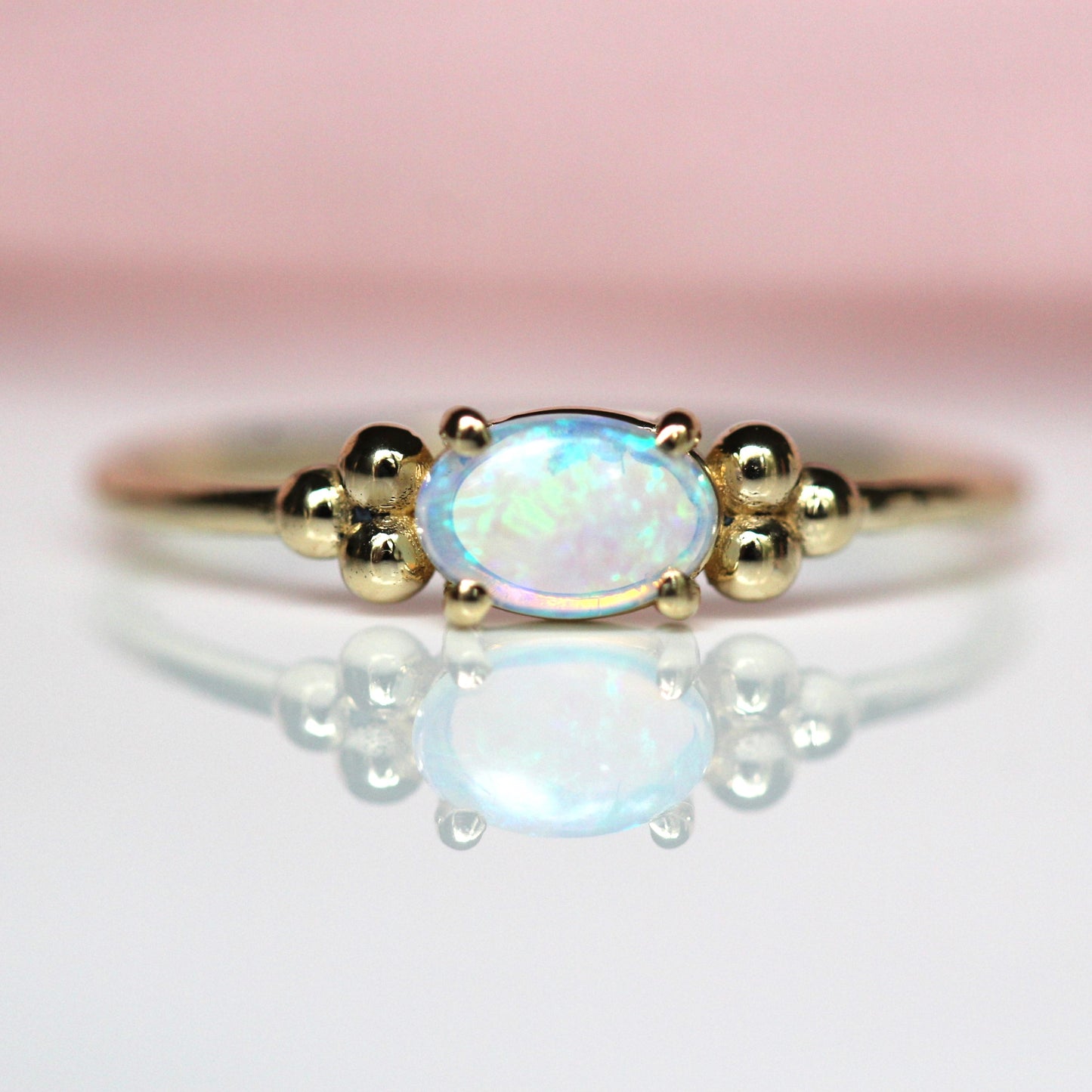 Triple Bead Australian Opal Ring
