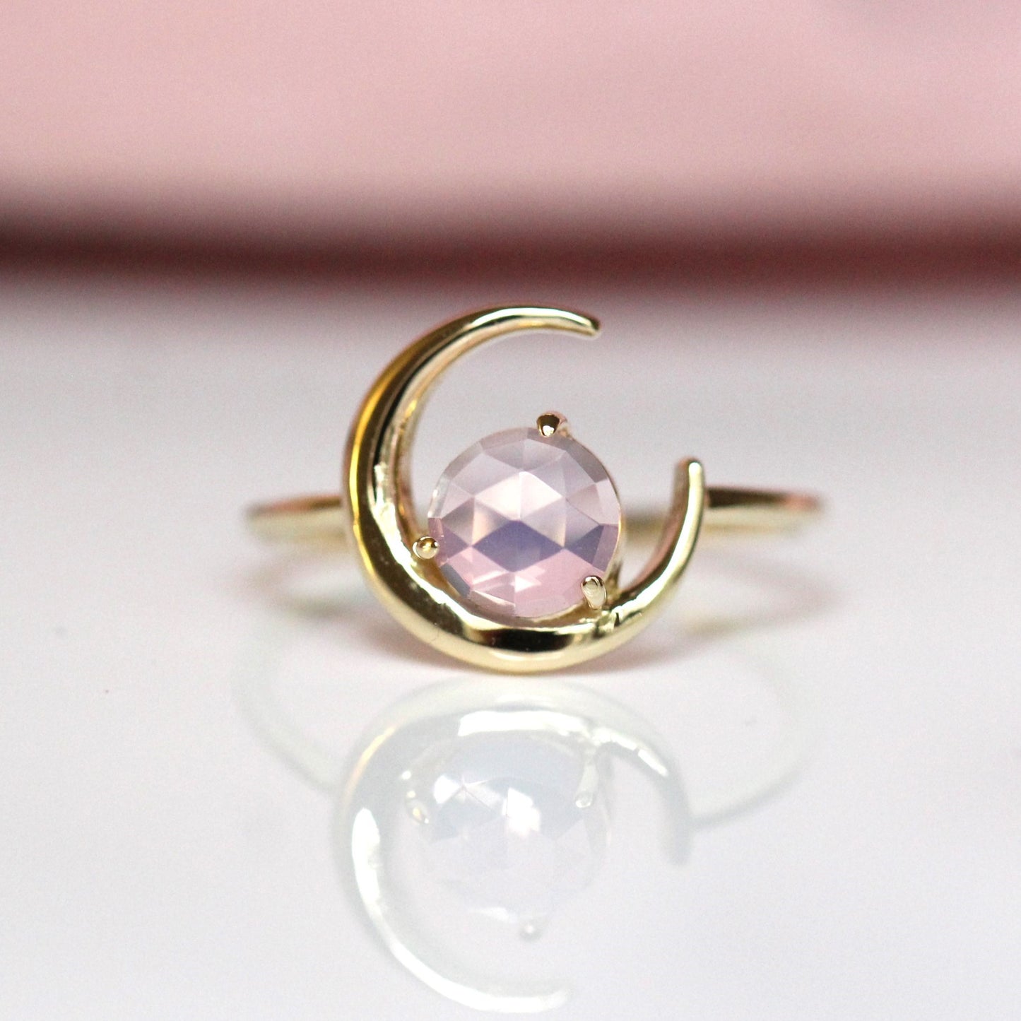 Tilted Moon Lavender Quartz Ring