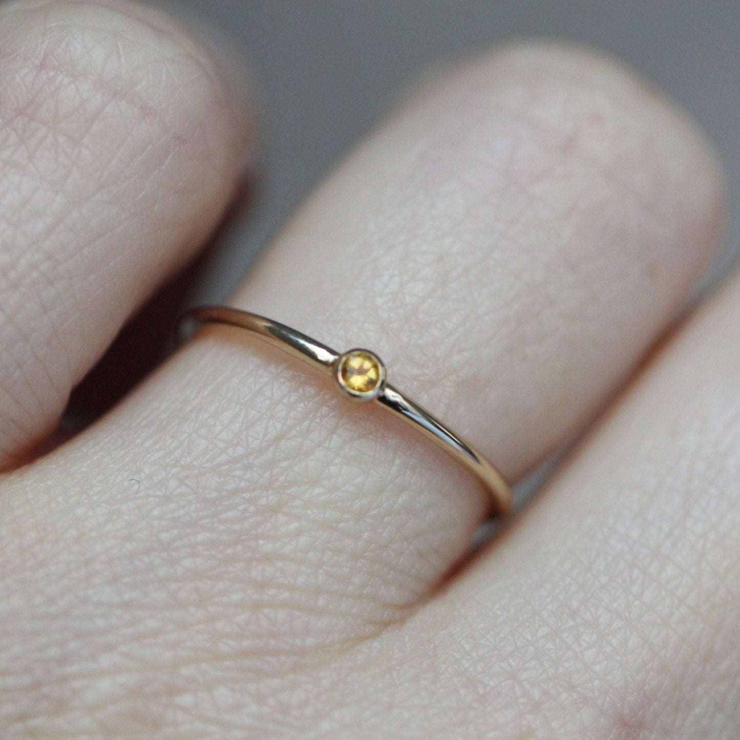 14K Citrine Bezel Ring, November Birthstone, Promise Ring For Her, 10K Stacking Ring, Tiny Bezel Ring, Push Present, Dainty Citrine Ring