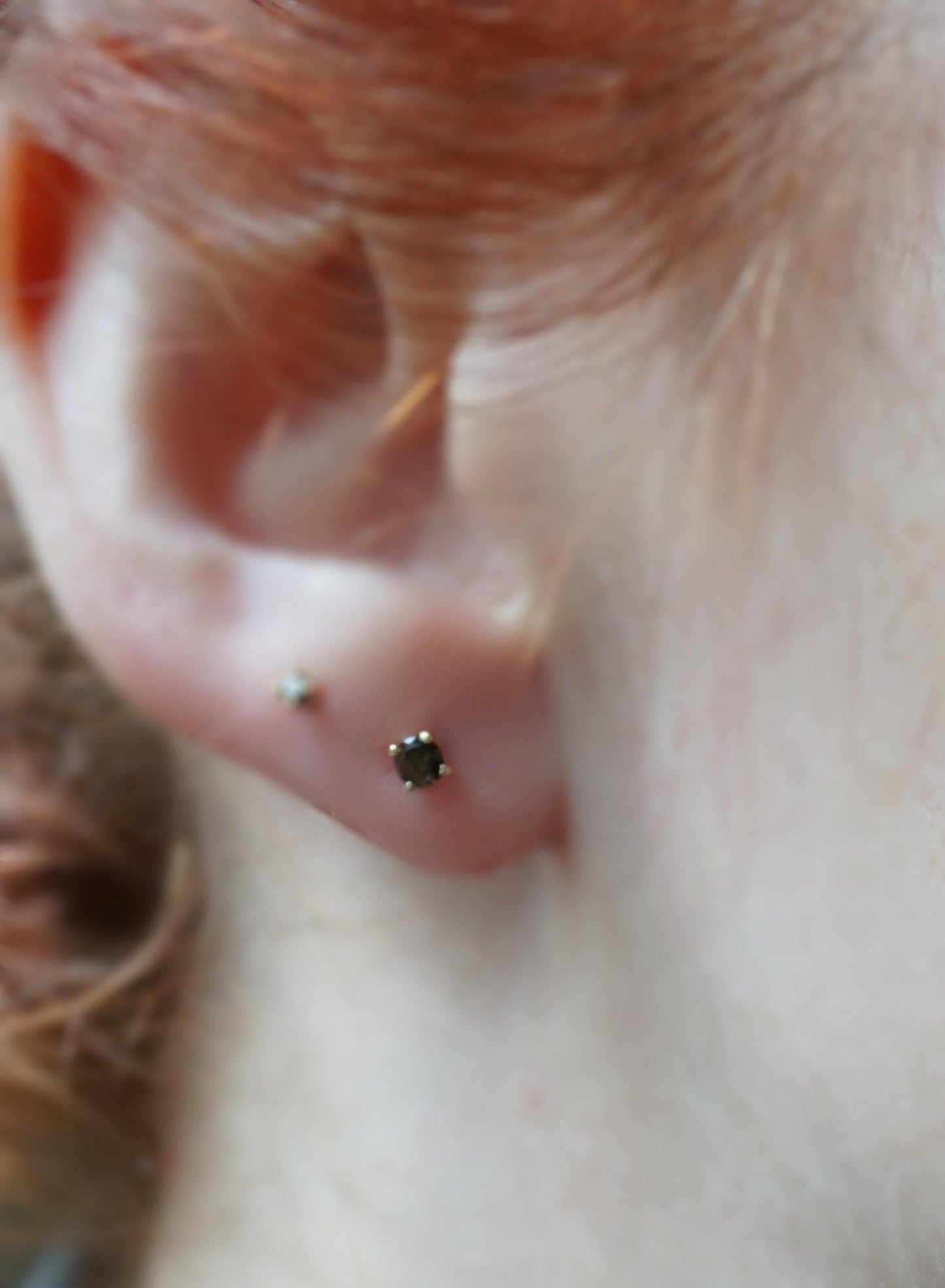 14K 3mm Smokey Quartz Studs, Brown Stone Studs, Quartz Earrings, Post Studs, Solid gold, Prong Setting, Everyday Wear, Real Gold