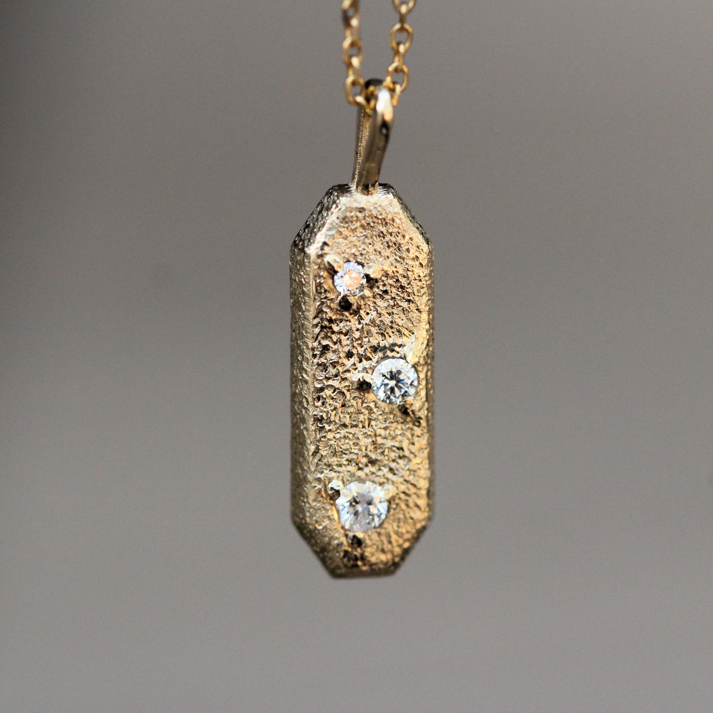 Solid Gold Glitter Bar Pendant