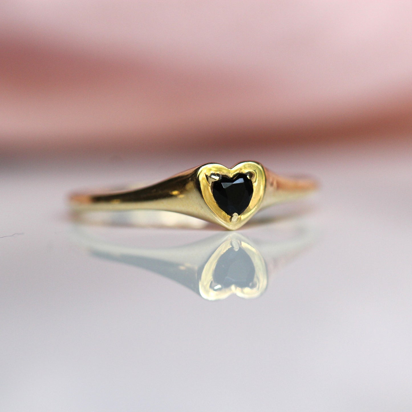 Onyx Heart Signet Ring