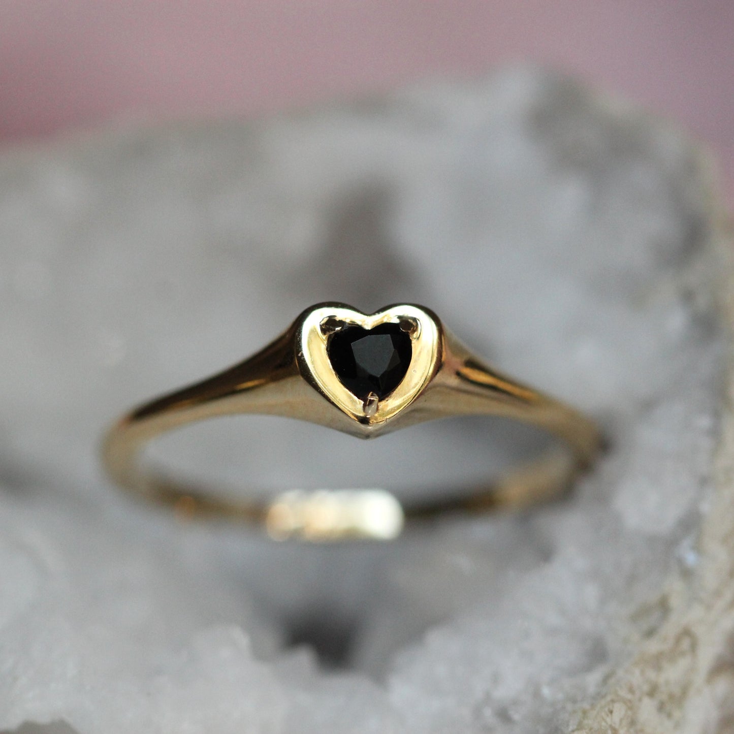 Onyx Heart Signet Ring