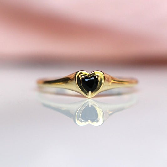 Onyx Heart Signet Ring