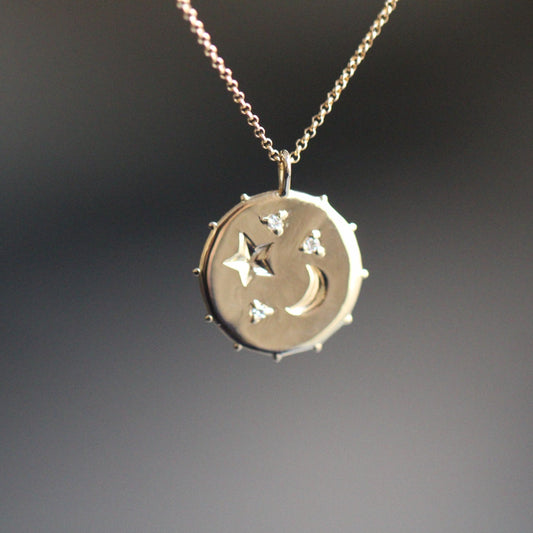 Star and Moon Coin Pendant