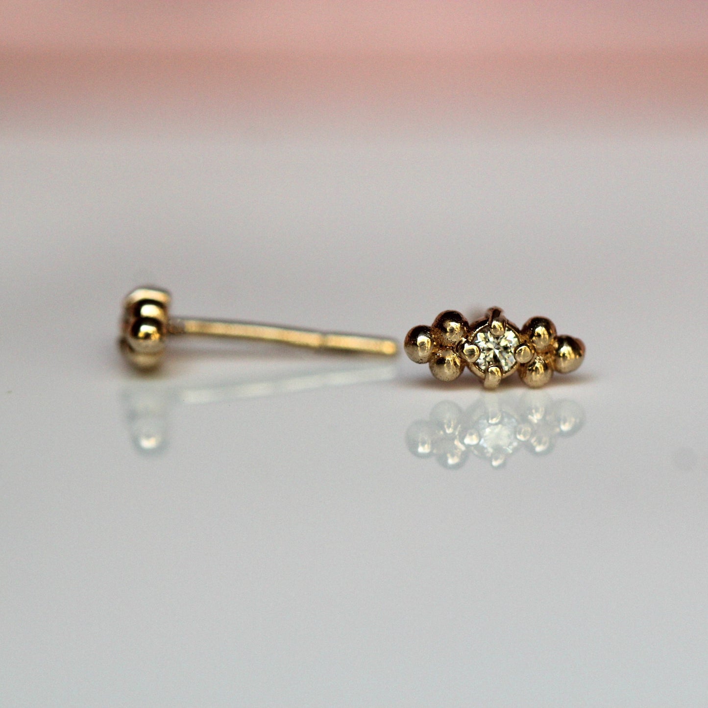 Triple Bead Diamond Studs