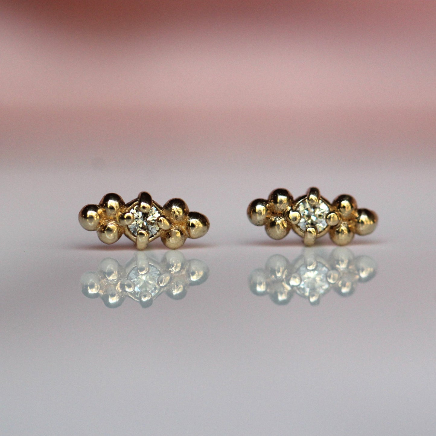 Triple Bead Diamond Studs