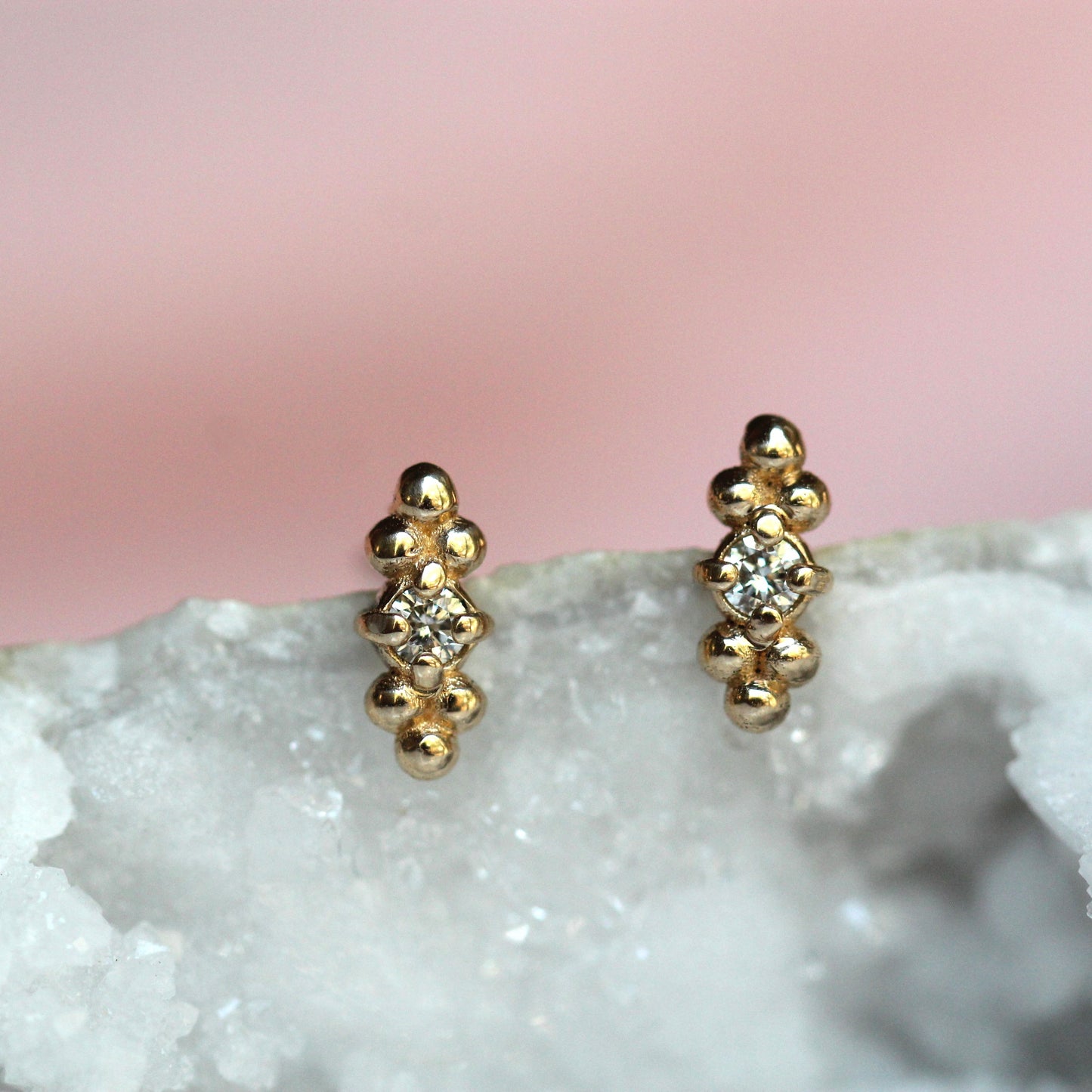 Triple Bead Diamond Studs