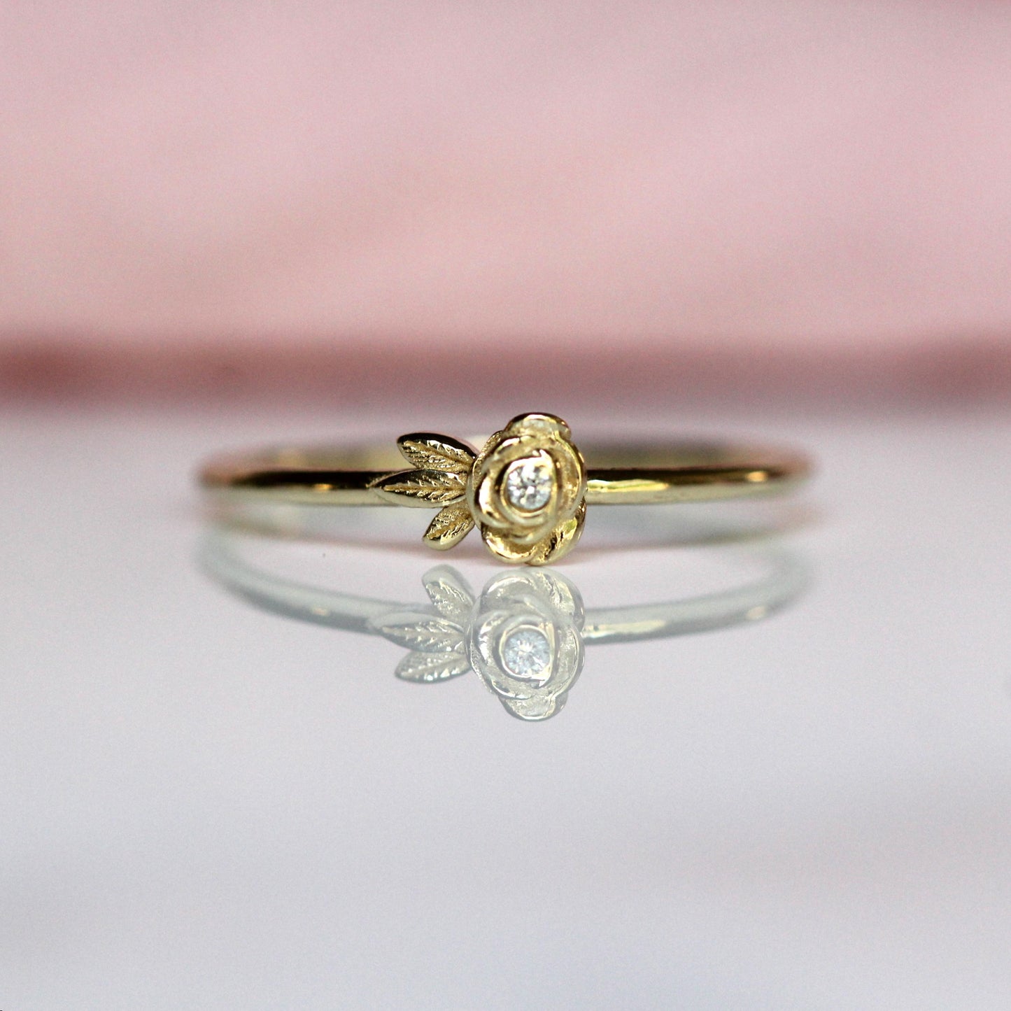 Single Diamond Rose Ring