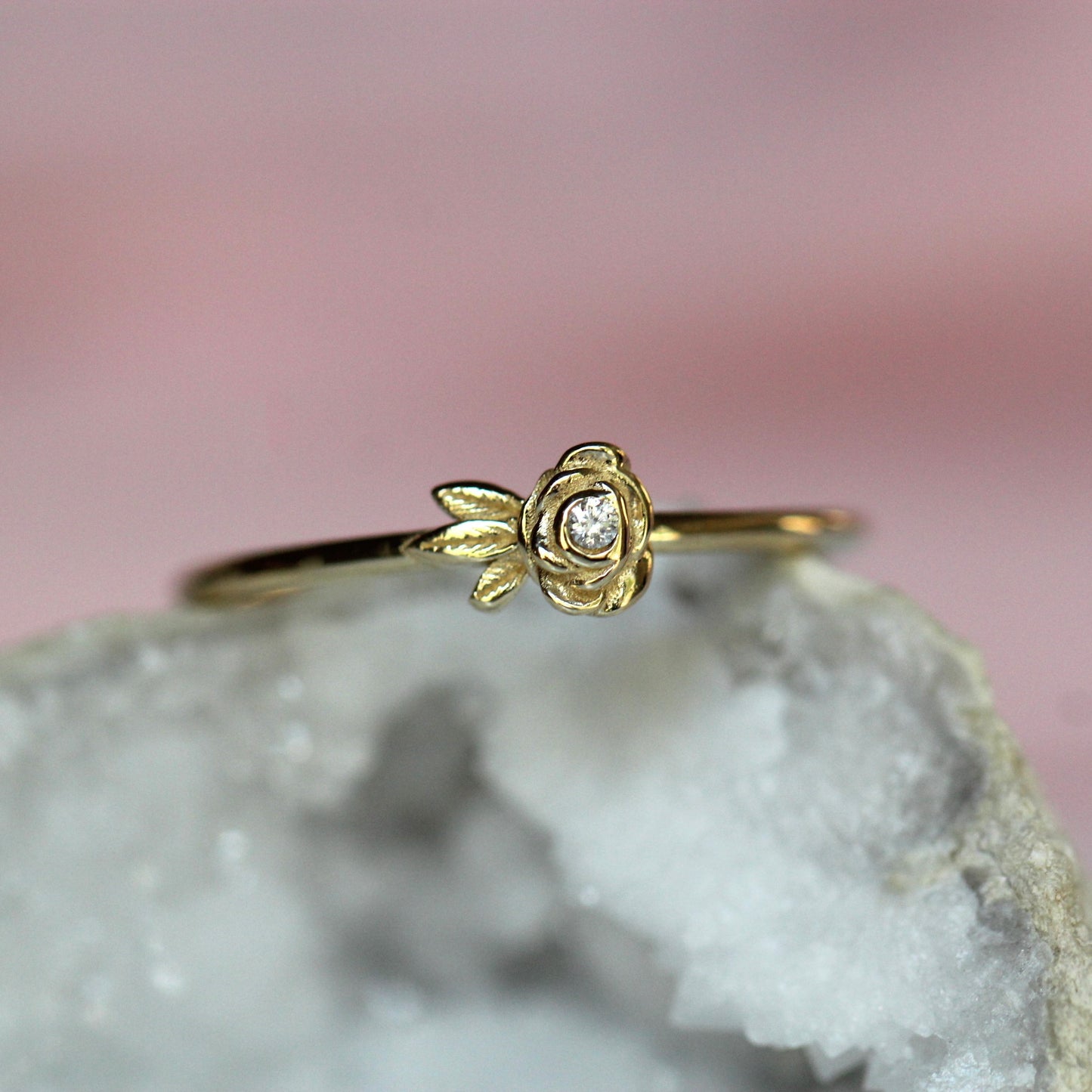 Single Diamond Rose Ring