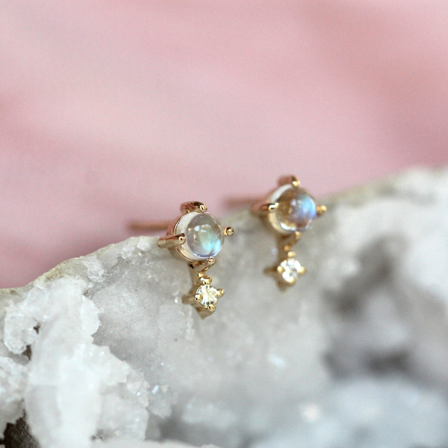 Moonstone Love Drop Studs