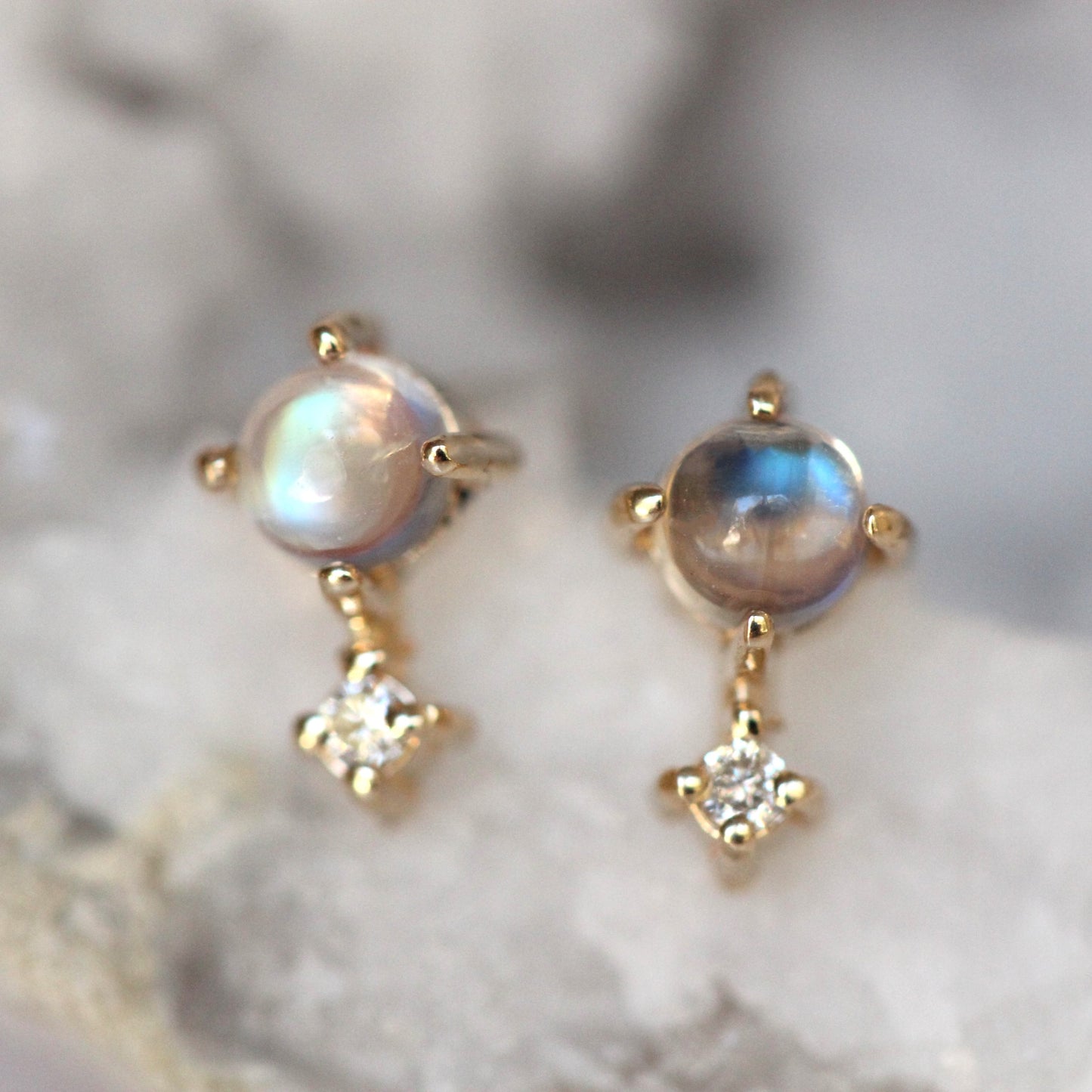 Moonstone Love Drop Studs