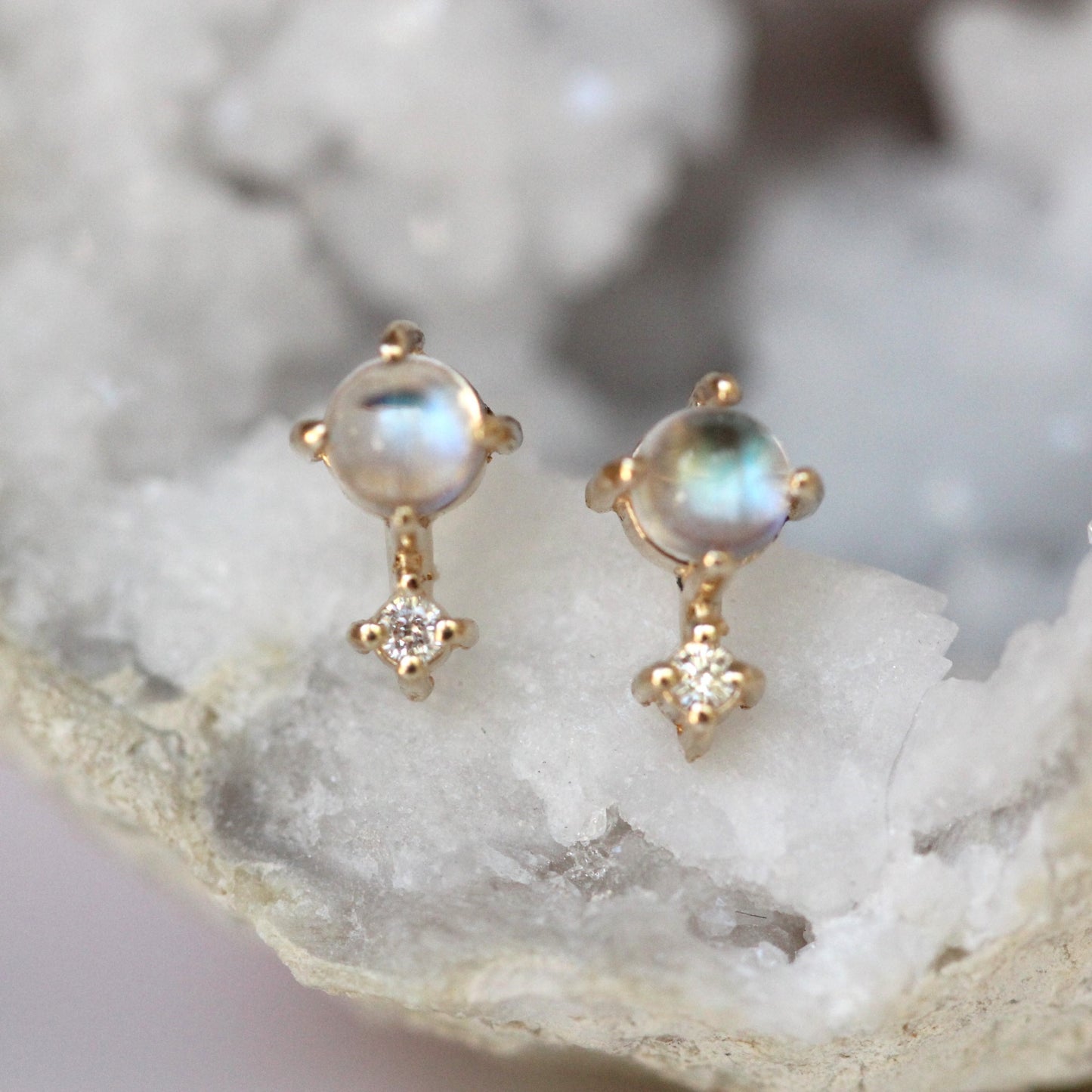 Moonstone Love Drop Studs