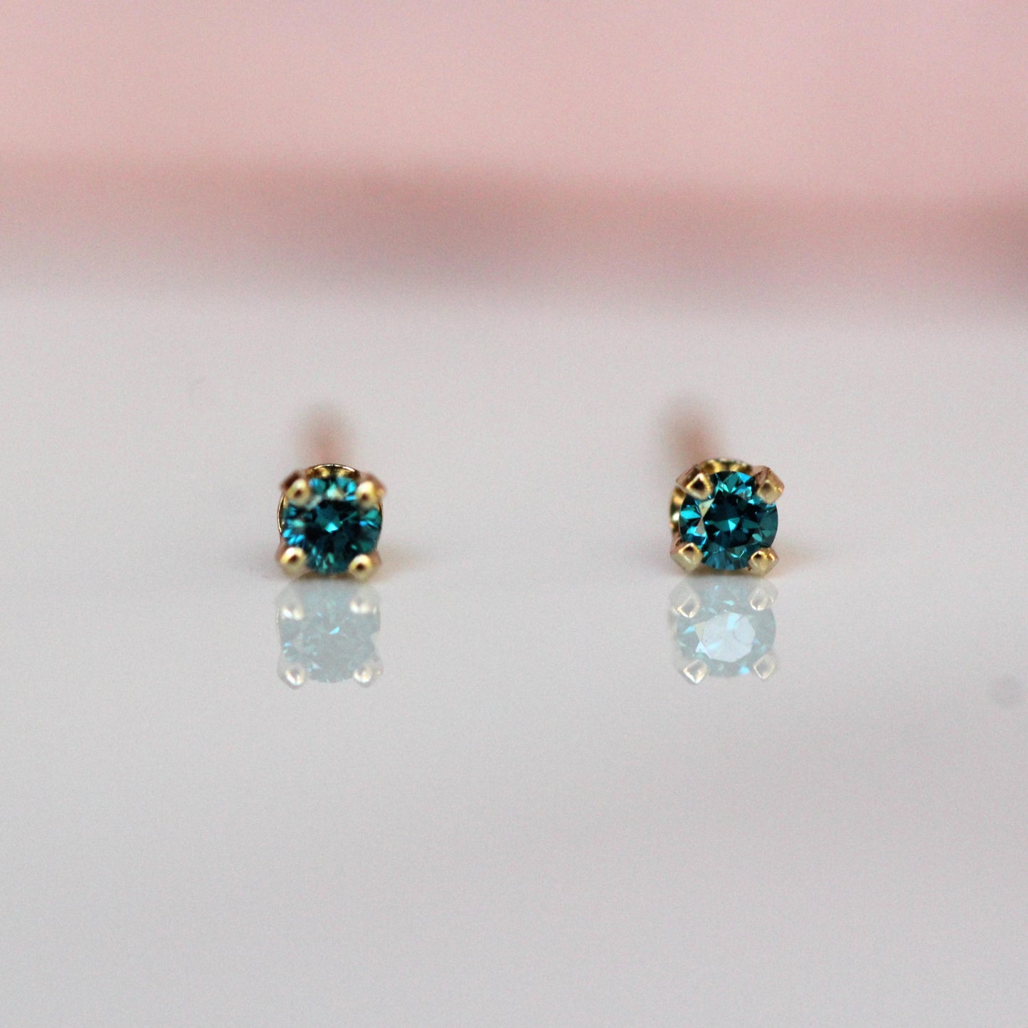 Tiny Blue Diamond Studs