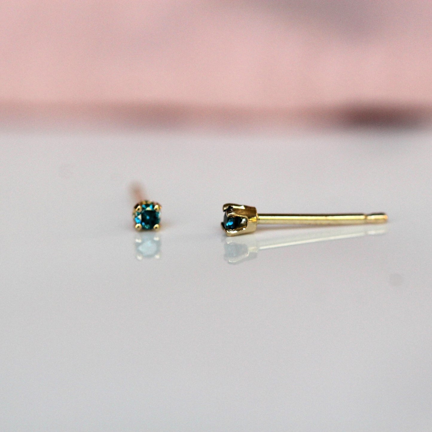 Tiny Blue Diamond Studs