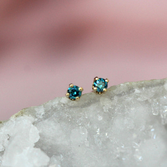 Tiny Blue Diamond Studs