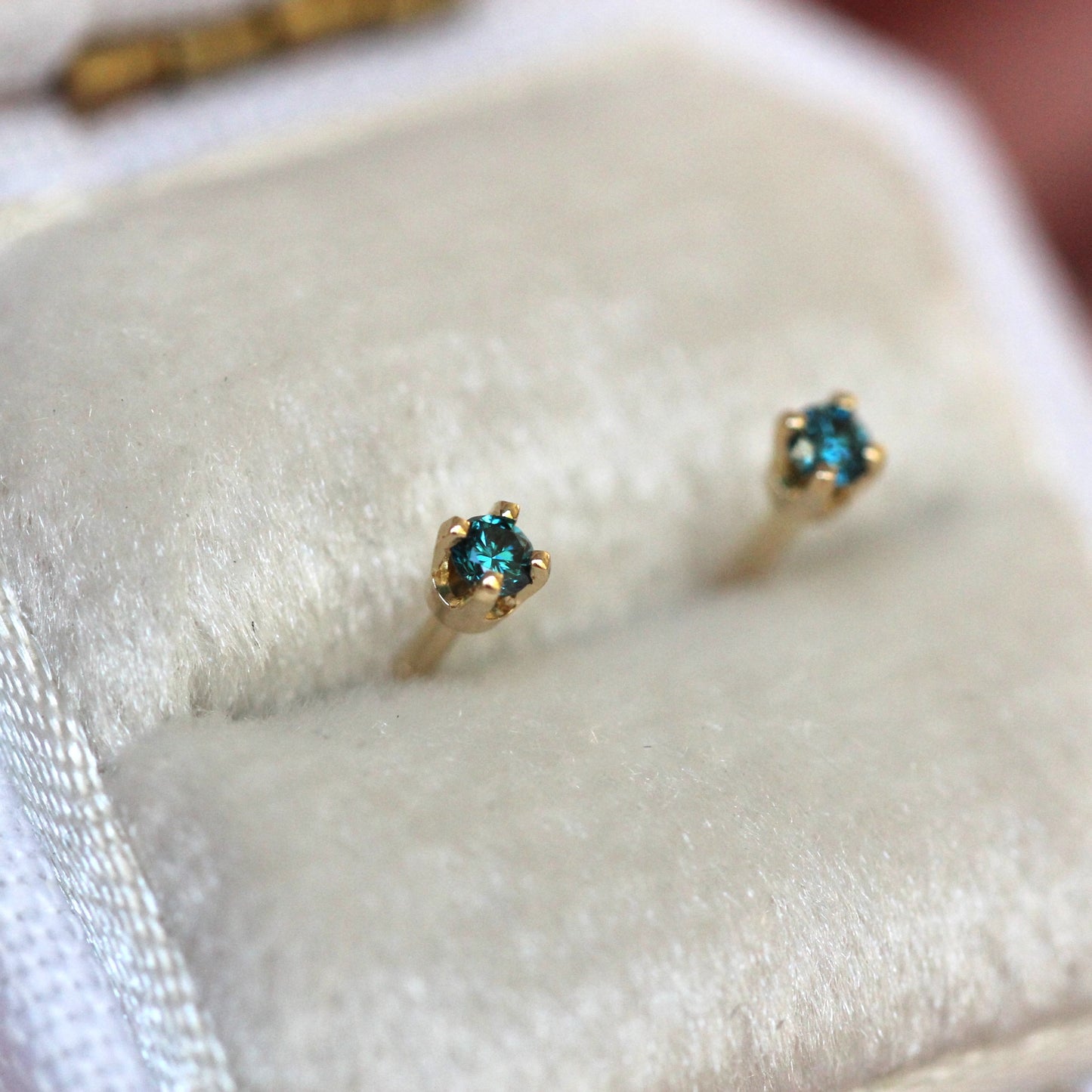 Tiny Blue Diamond Studs