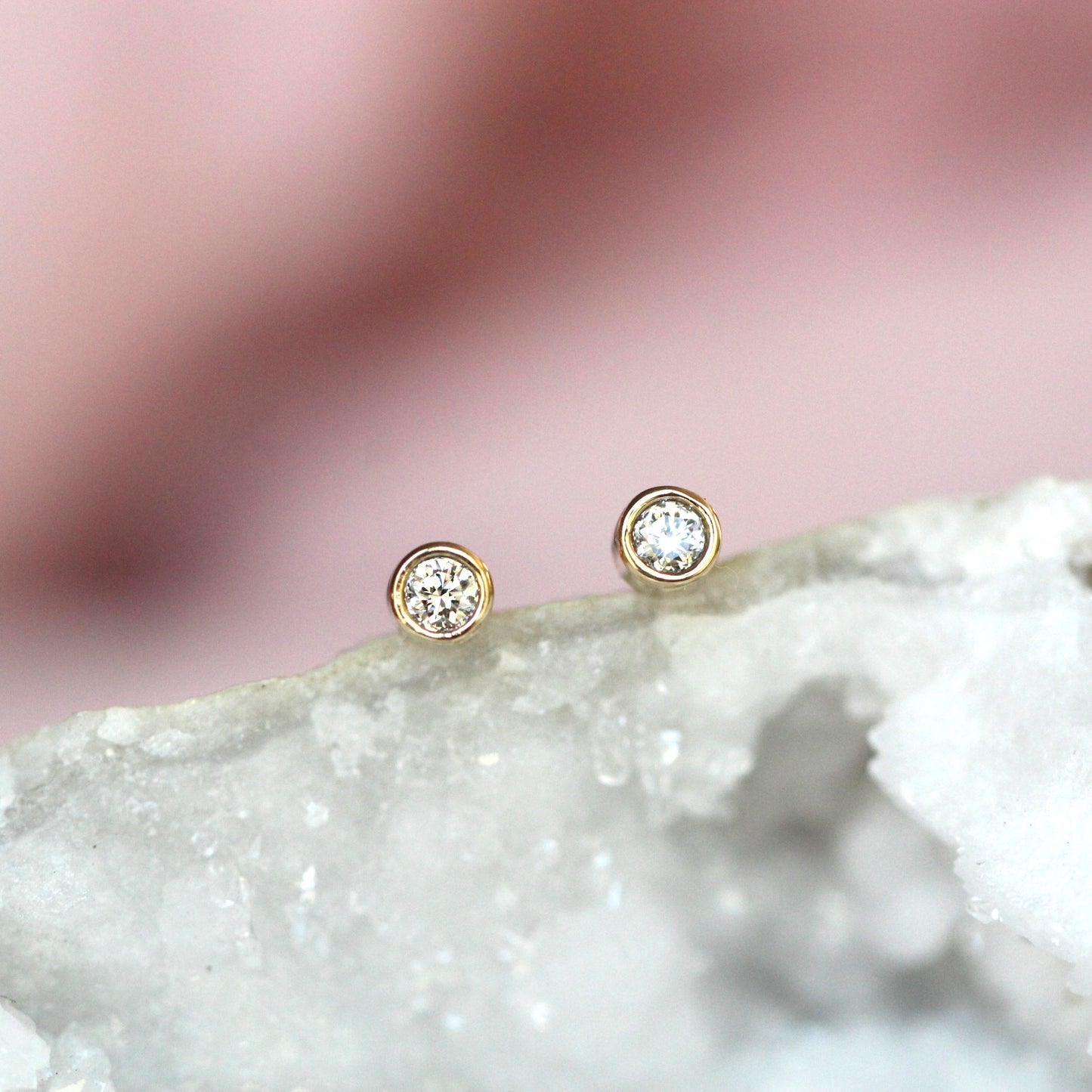 Tiny Diamond Bezel Studs