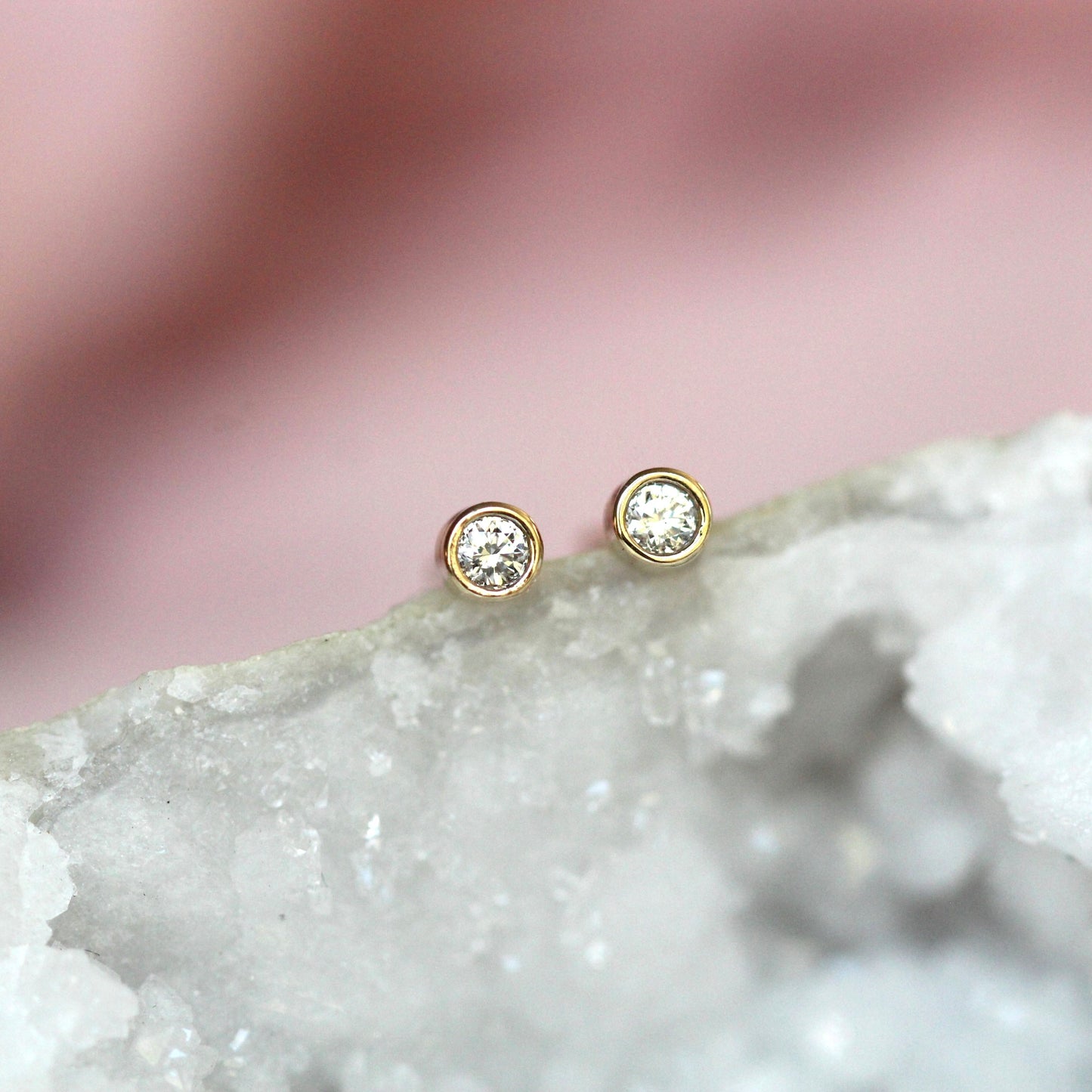 Tiny Diamond Bezel Studs