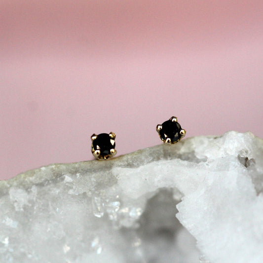 Tiny Black Diamond Studs