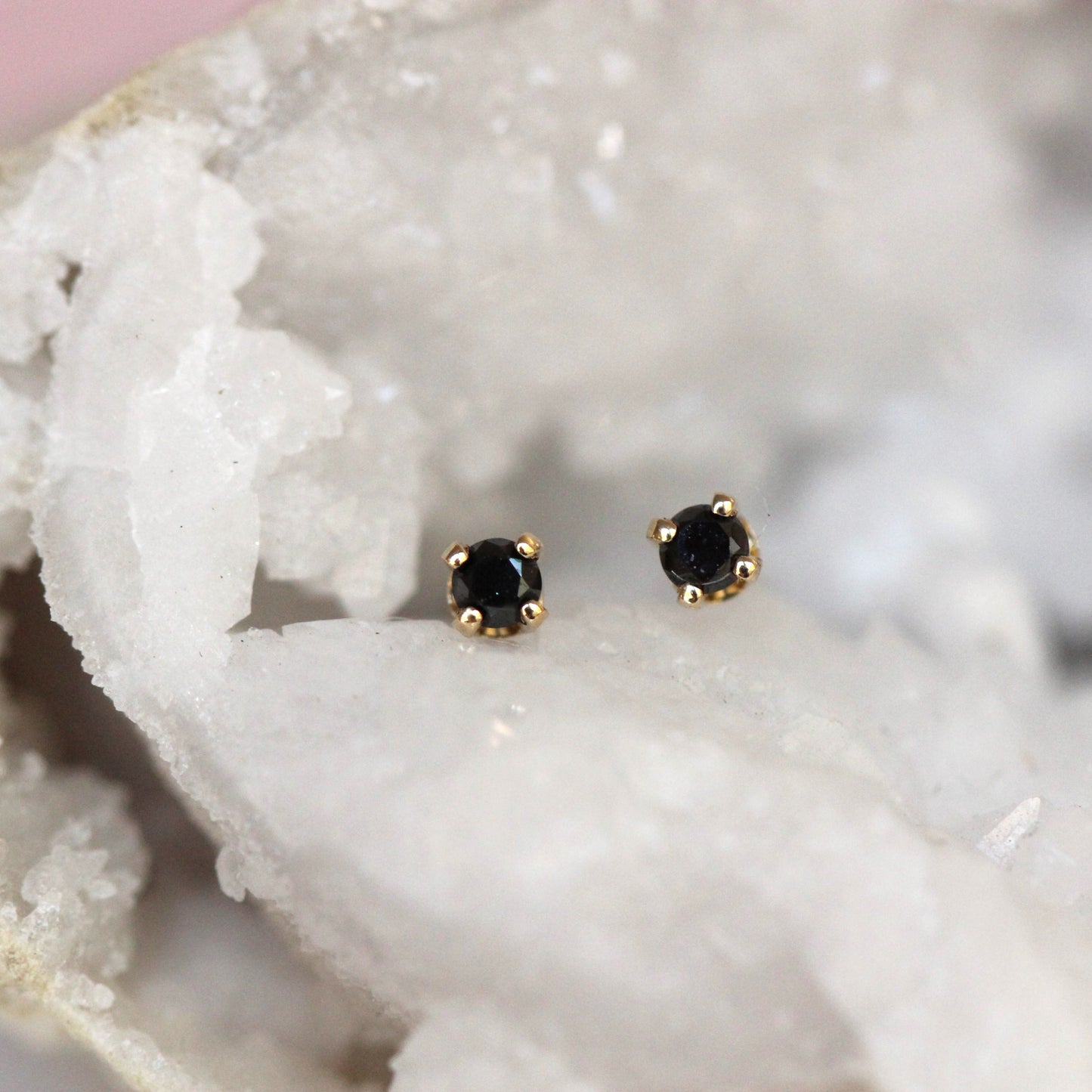 Tiny Black Diamond Studs