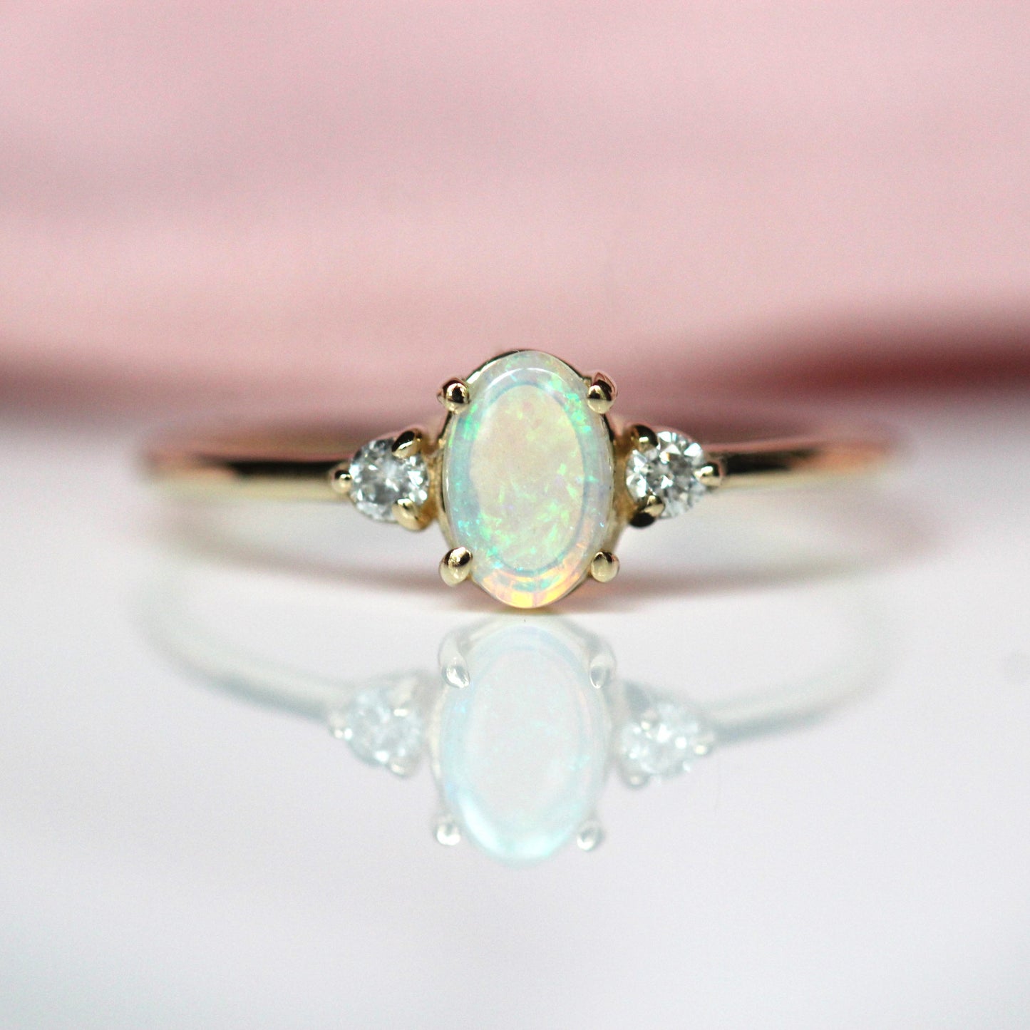 Oval Opal With Side Diamonds