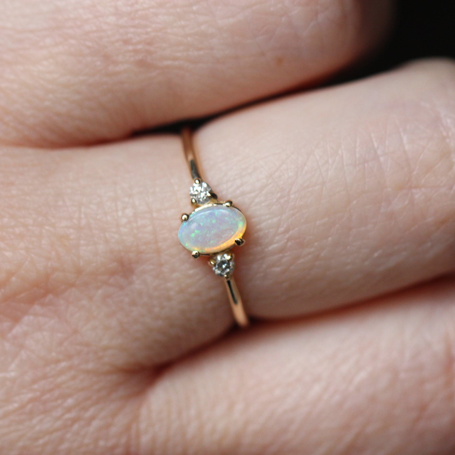 Oval Opal With Side Diamonds