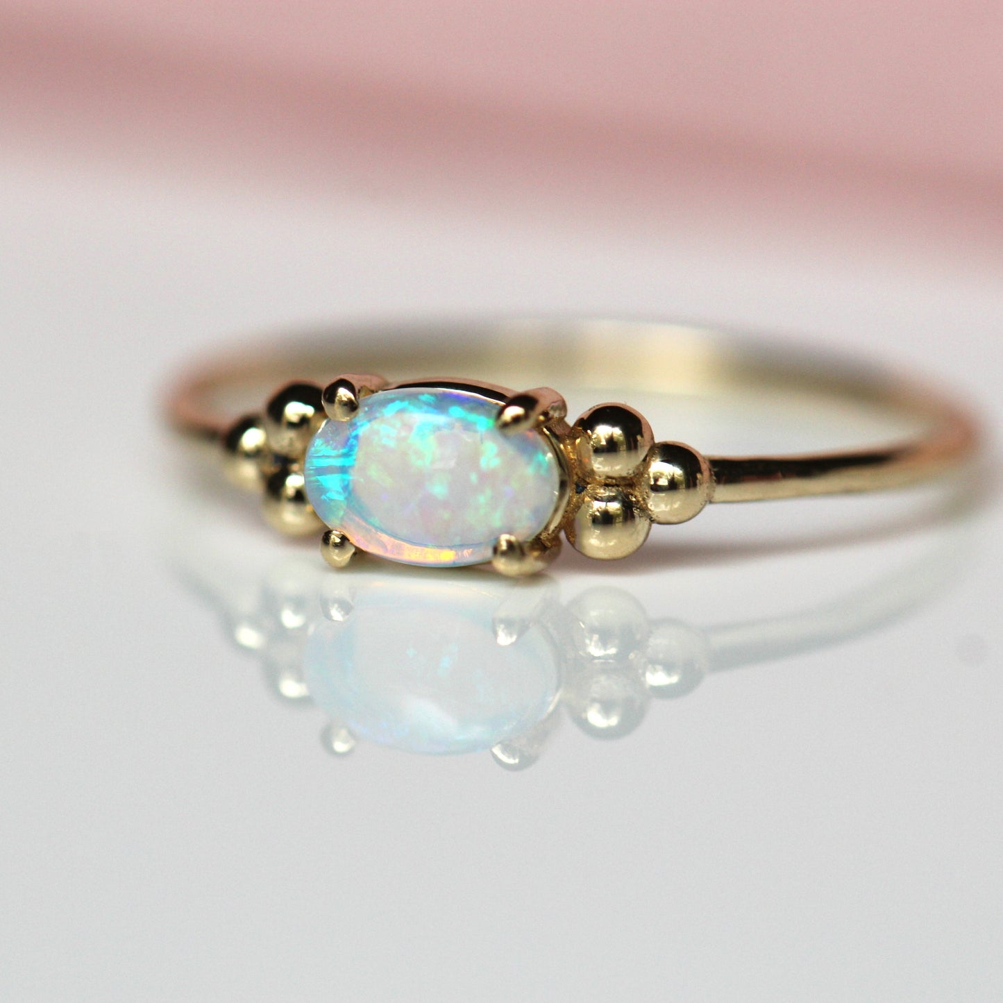 Triple Bead Australian Opal Ring