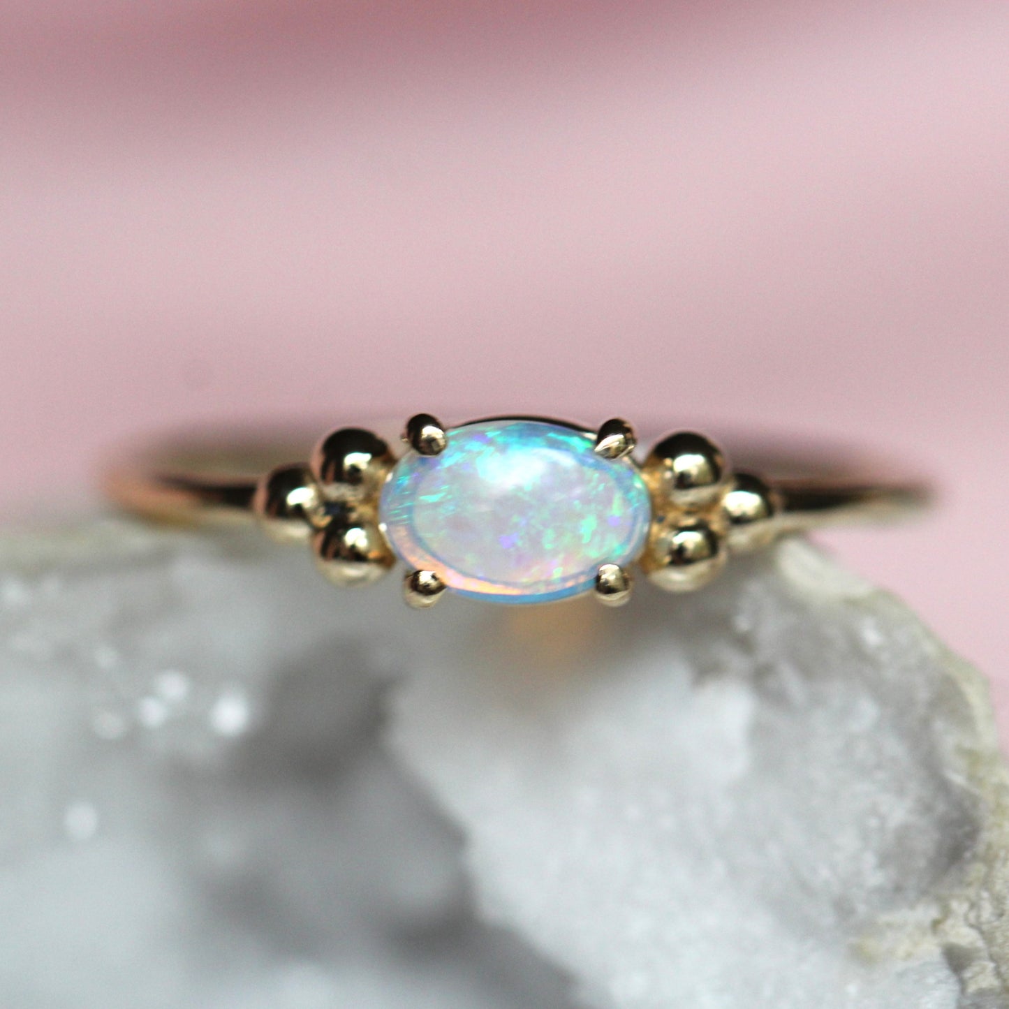 Triple Bead Australian Opal Ring