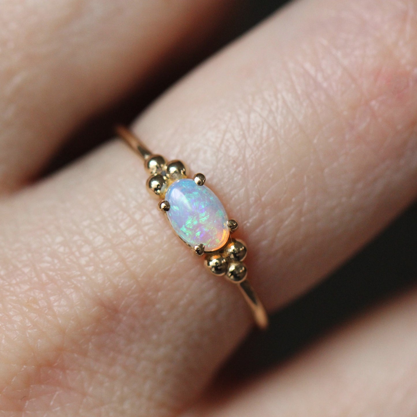 Triple Bead Australian Opal Ring