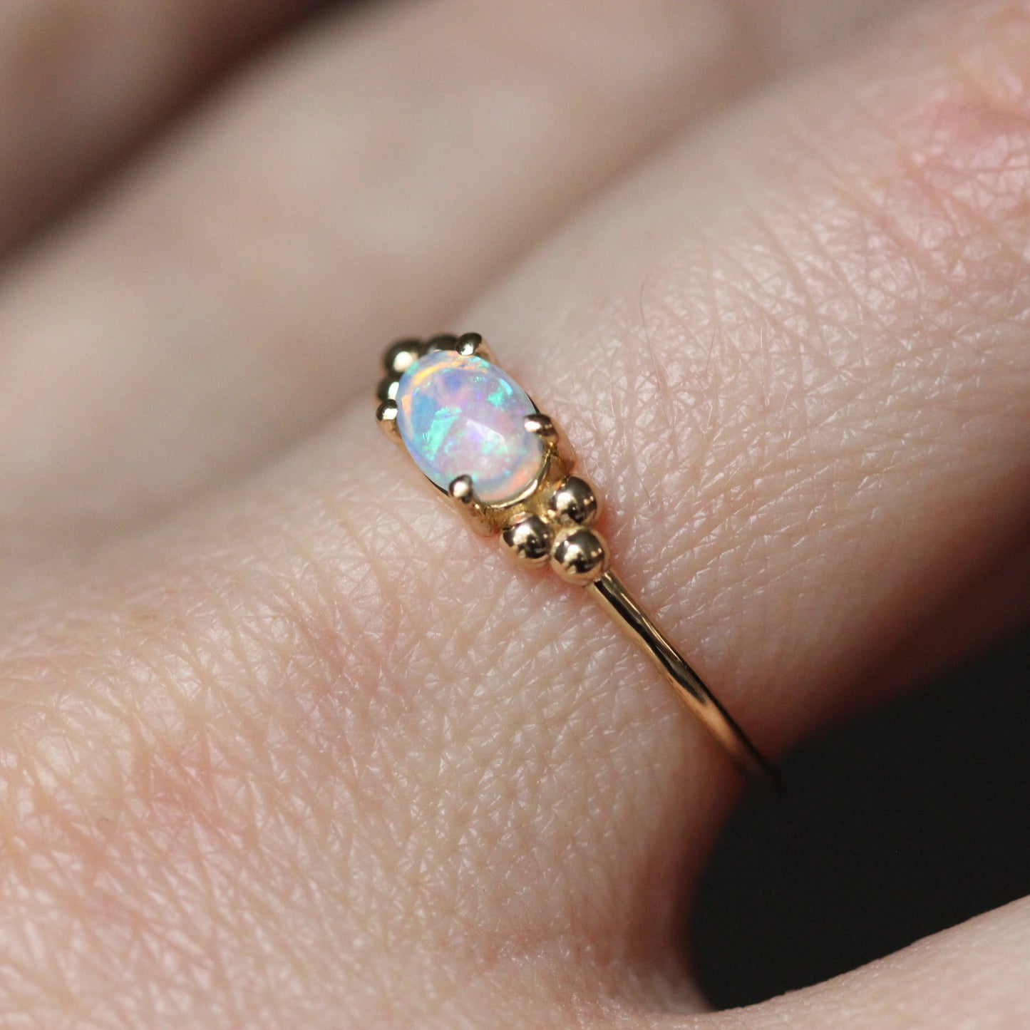 Triple Bead Australian Opal Ring