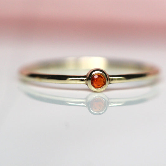 Mexican Fire Opal Tiny Bezel Stacker