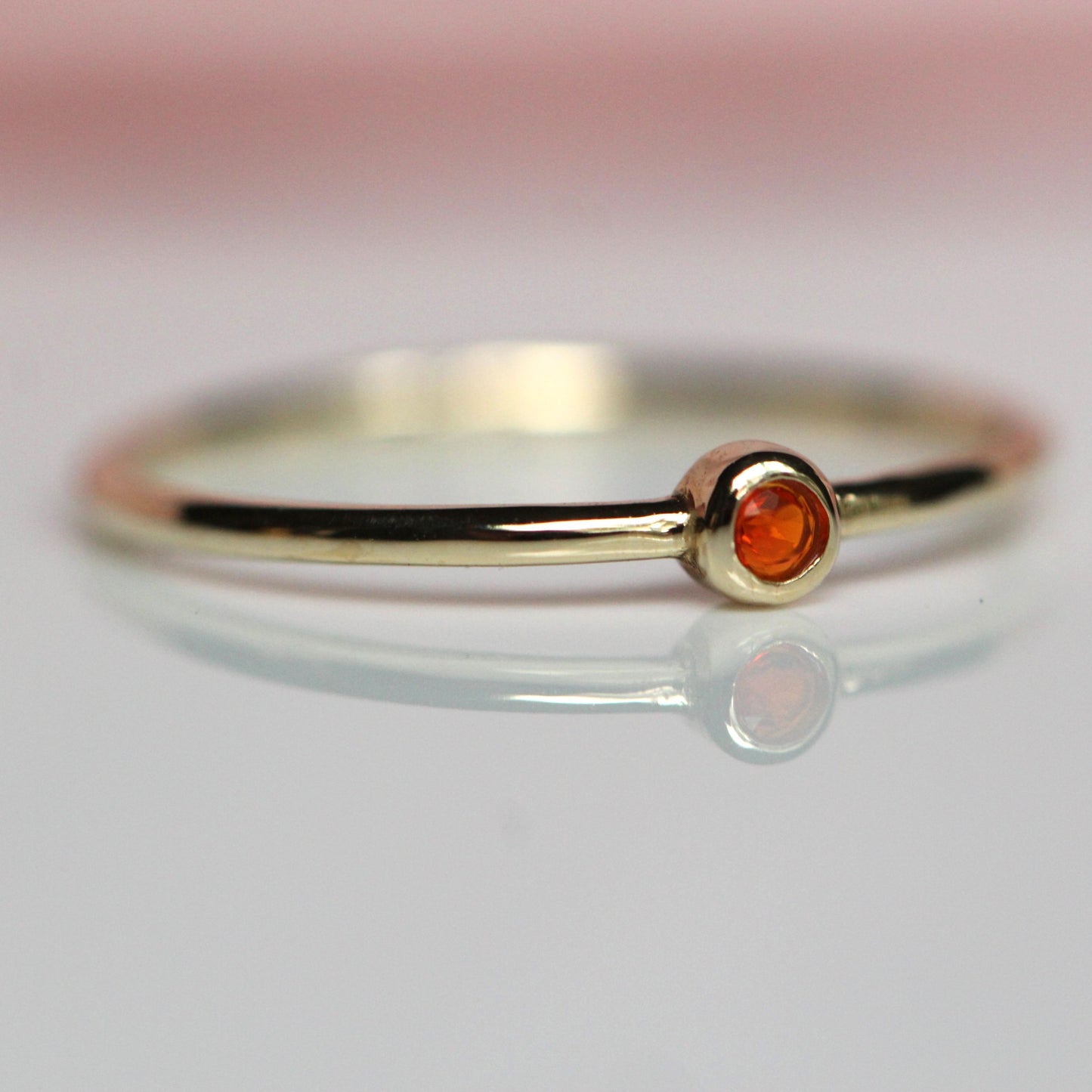 Mexican Fire Opal Tiny Bezel Stacker