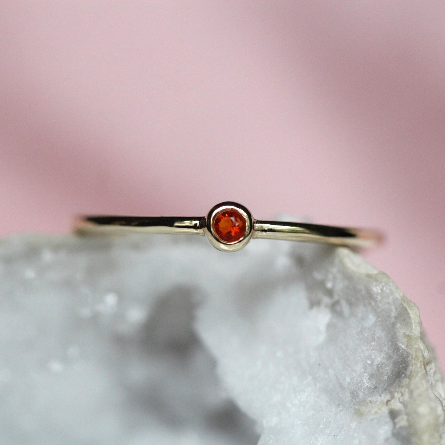 Mexican Fire Opal Tiny Bezel Stacker