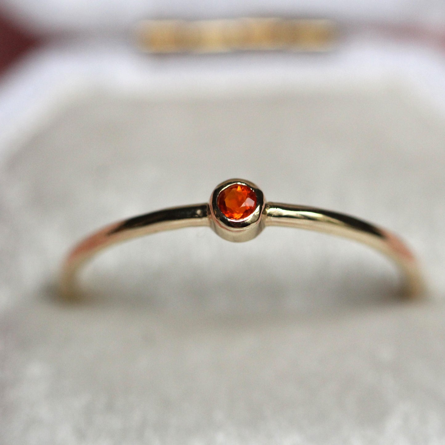 Mexican Fire Opal Tiny Bezel Stacker