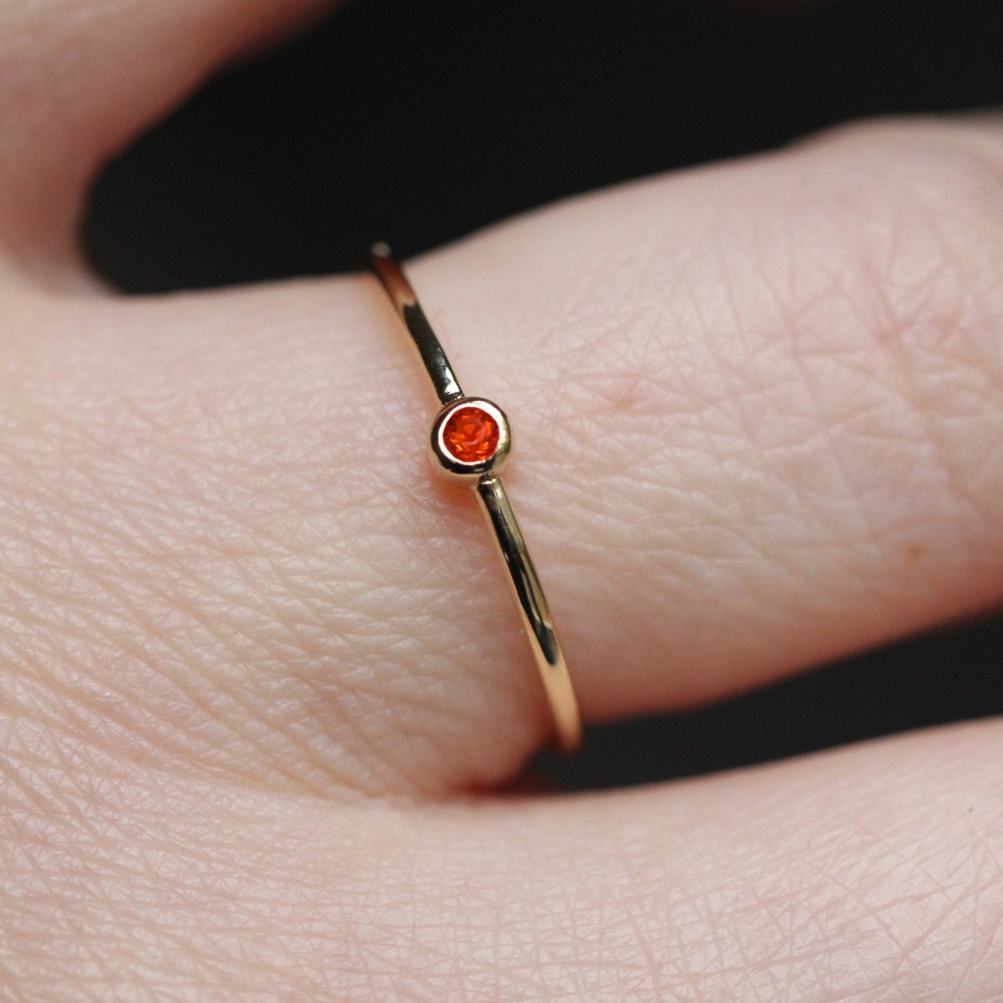 Mexican Fire Opal Tiny Bezel Stacker