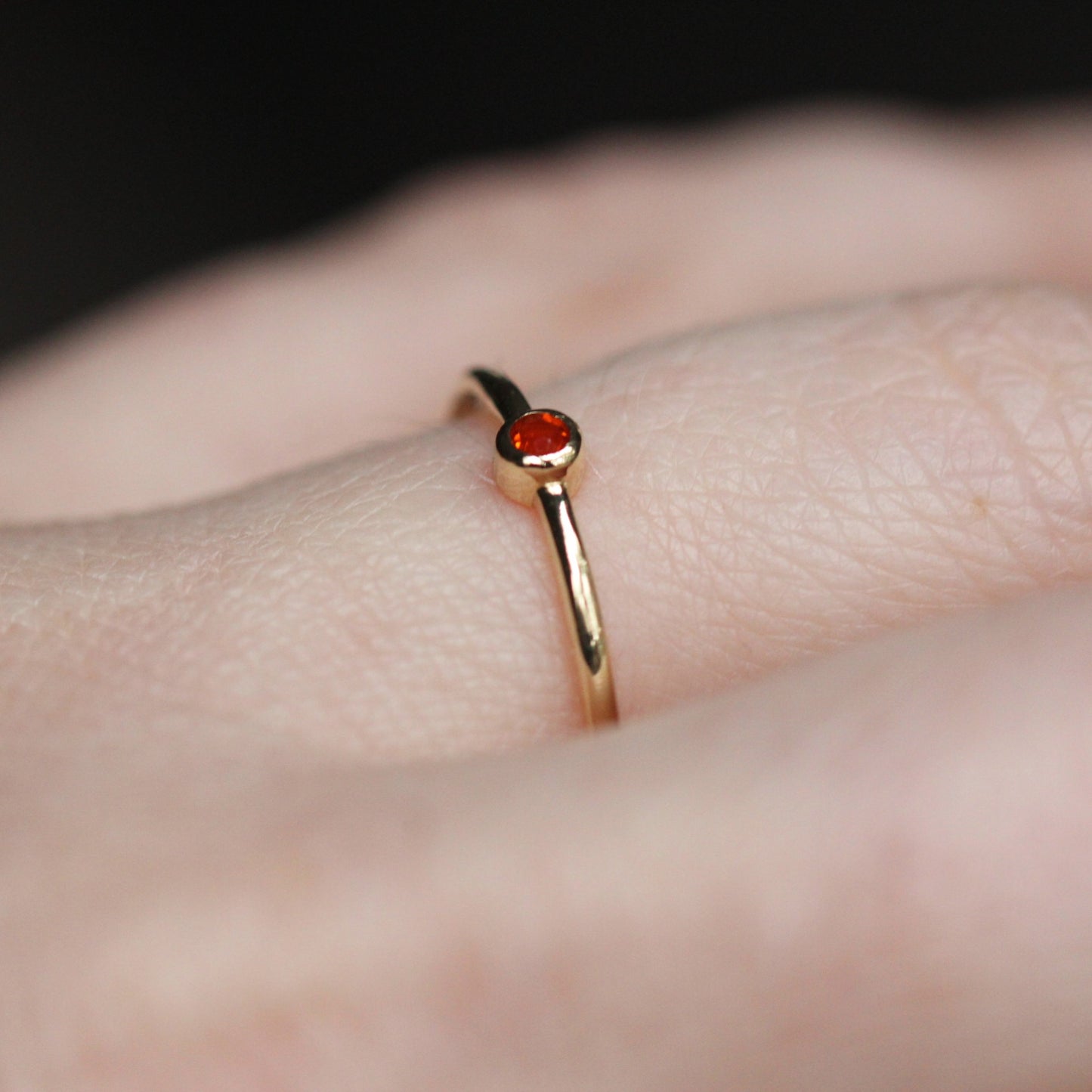 Mexican Fire Opal Tiny Bezel Stacker