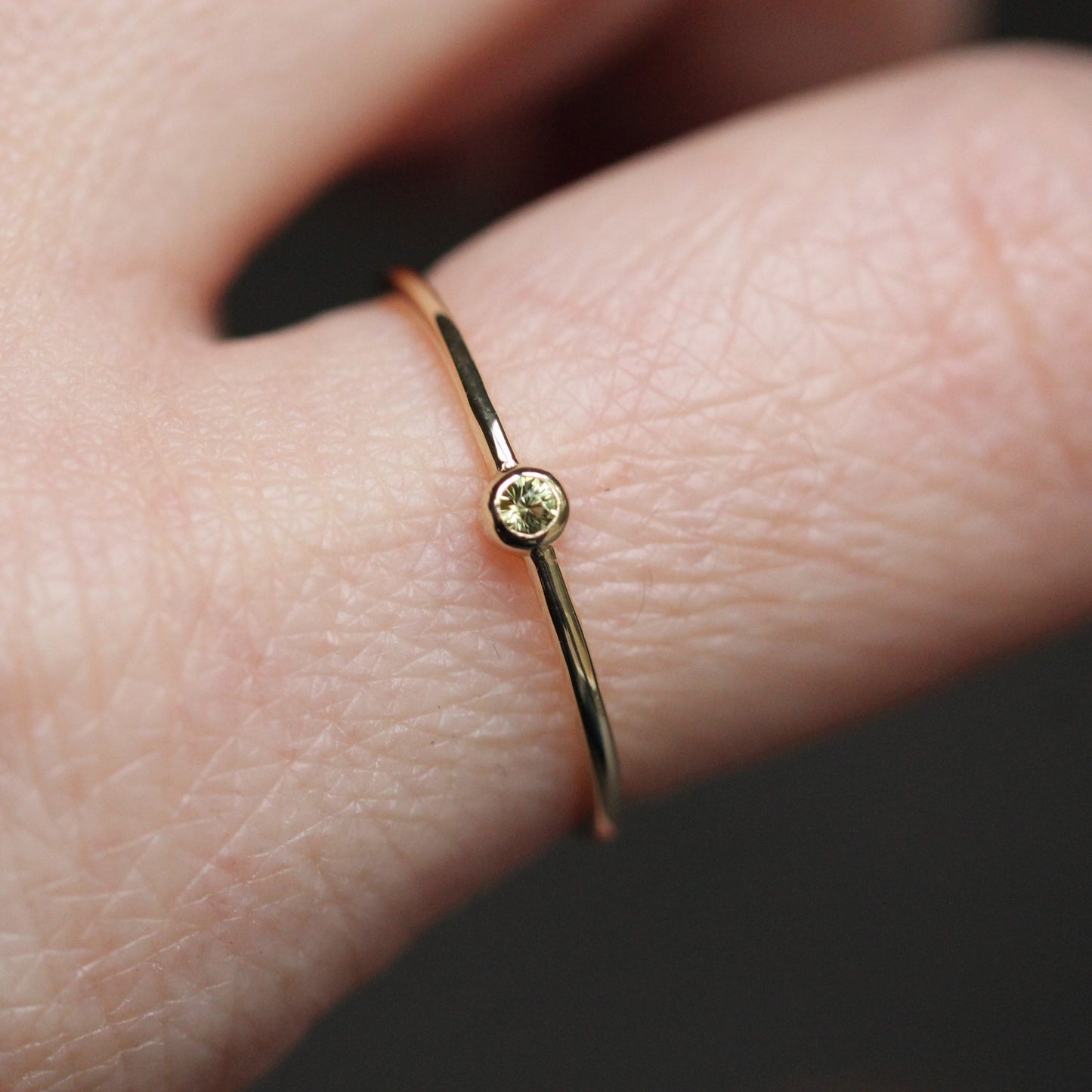 Peridot Tiny Bezel Stacker