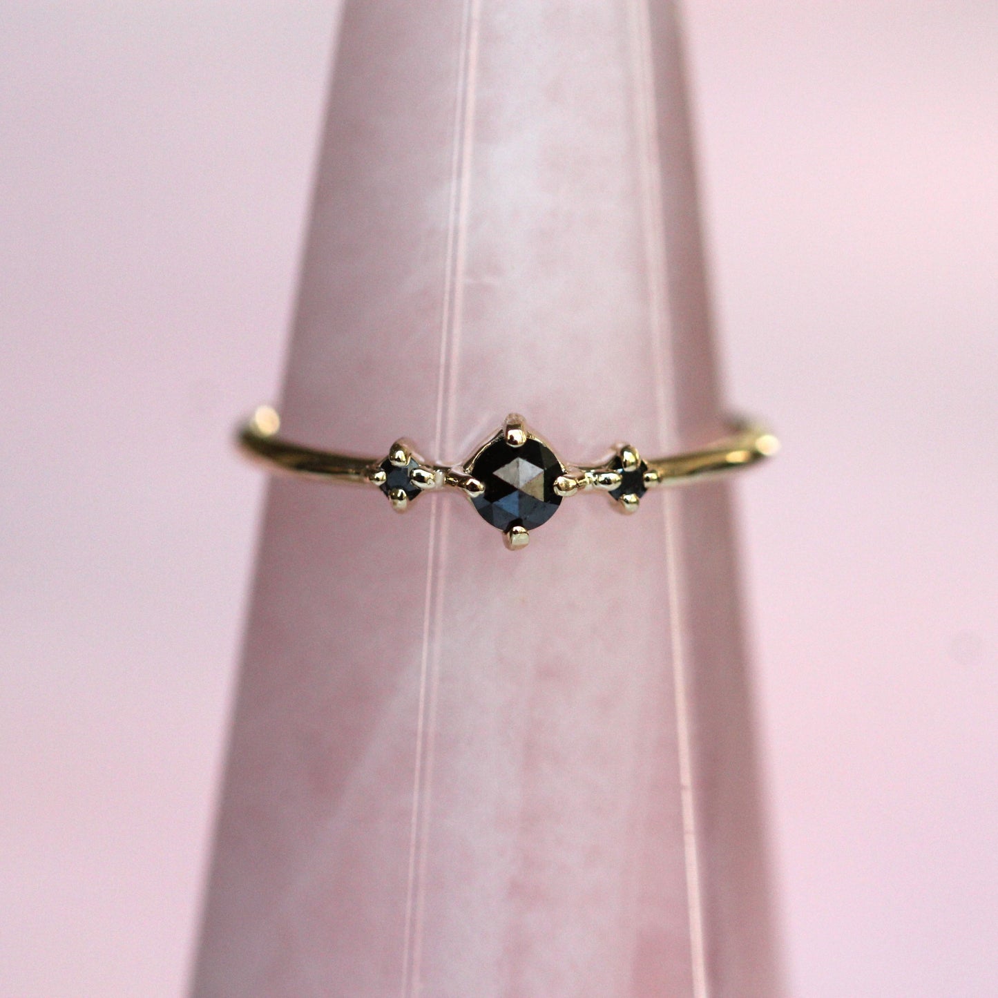 Black Diamond Rose Cut Trio Ring