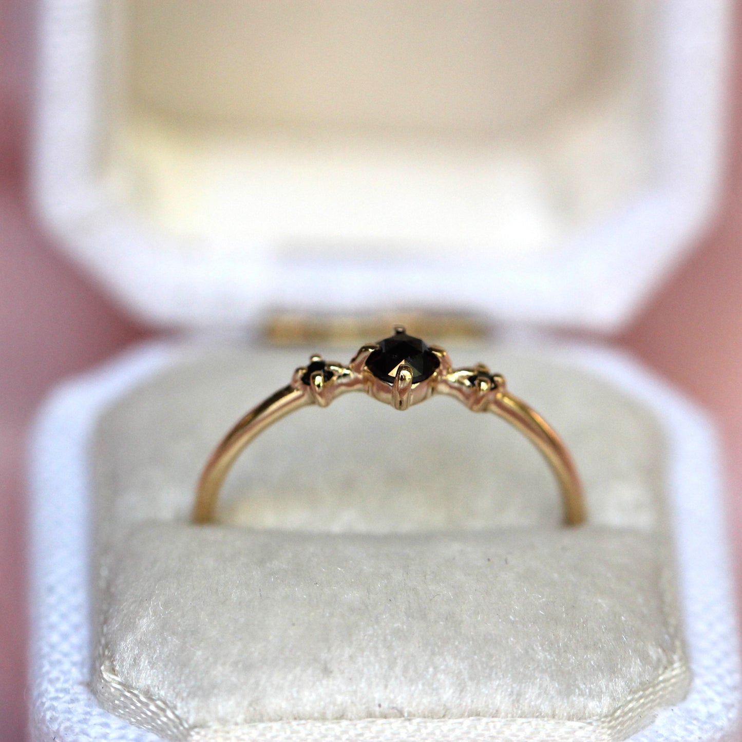 Black Diamond Rose Cut Trio Ring