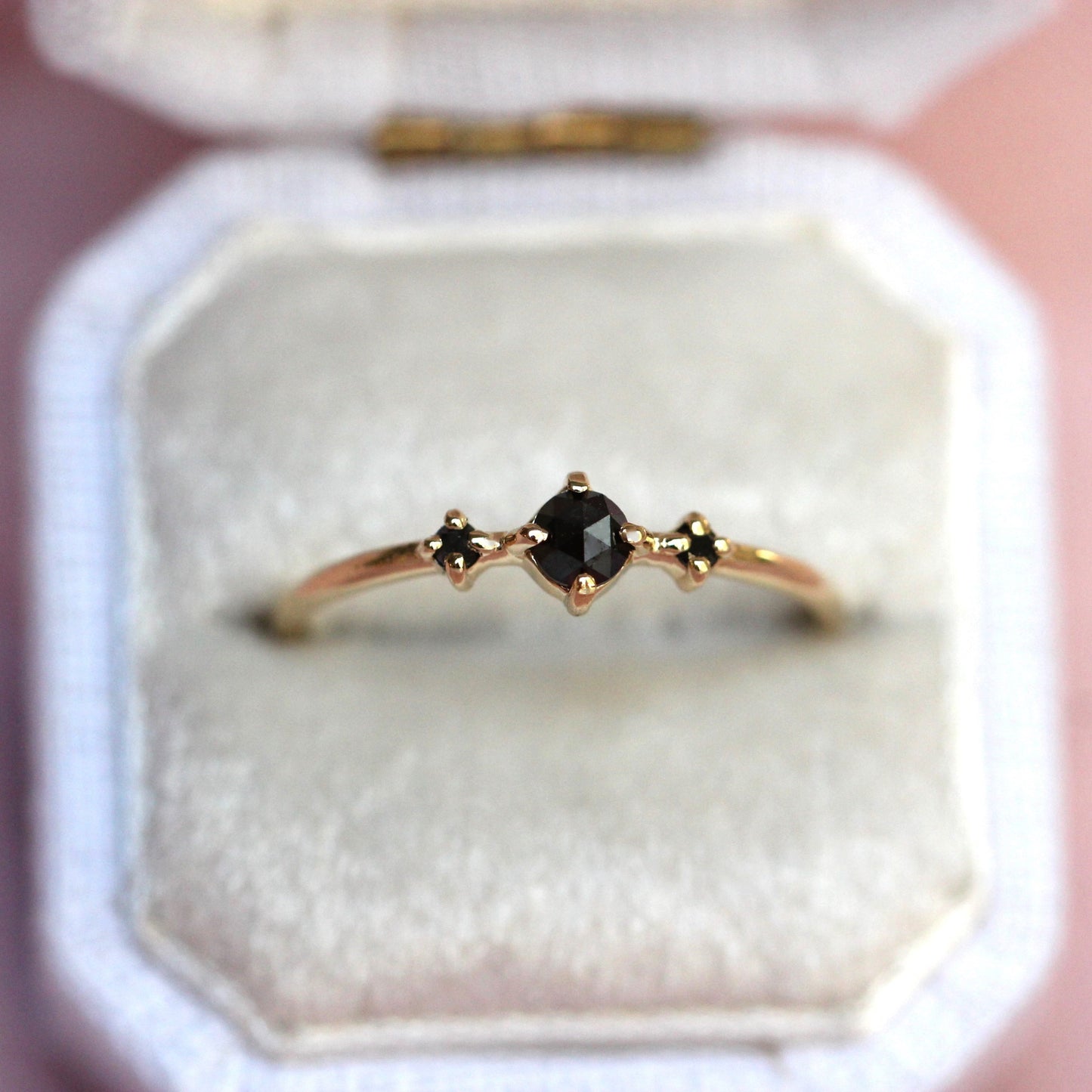 Black Diamond Rose Cut Trio Ring