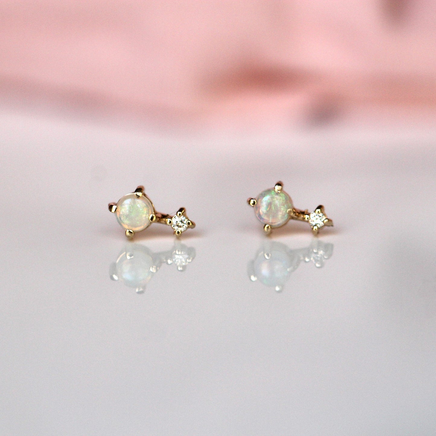 Opal Diamond Love Drop Studs