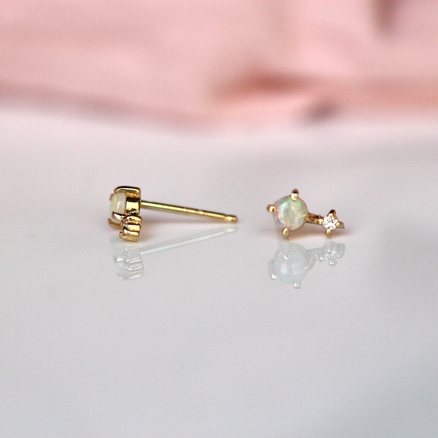 Opal Diamond Love Drop Studs