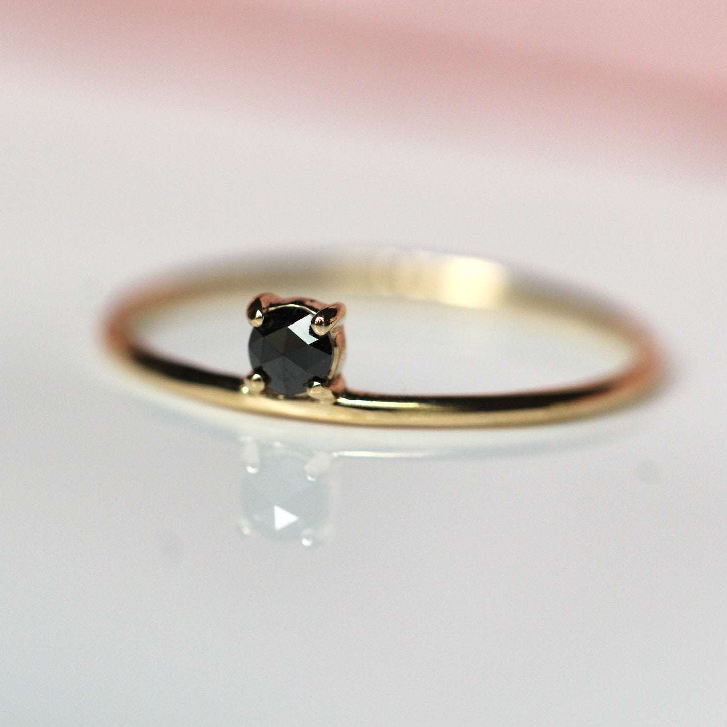 Floating Rose Cut Black Diamond Stacker