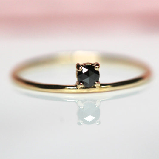 Floating Rose Cut Black Diamond Stacker