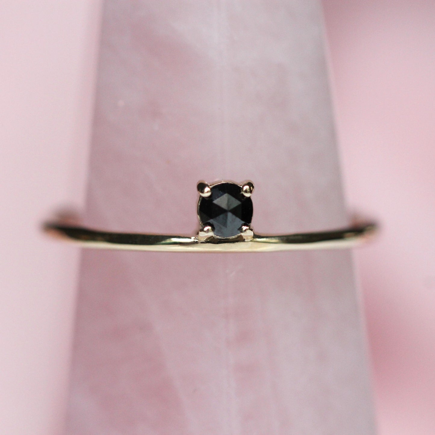 Floating Rose Cut Black Diamond Stacker