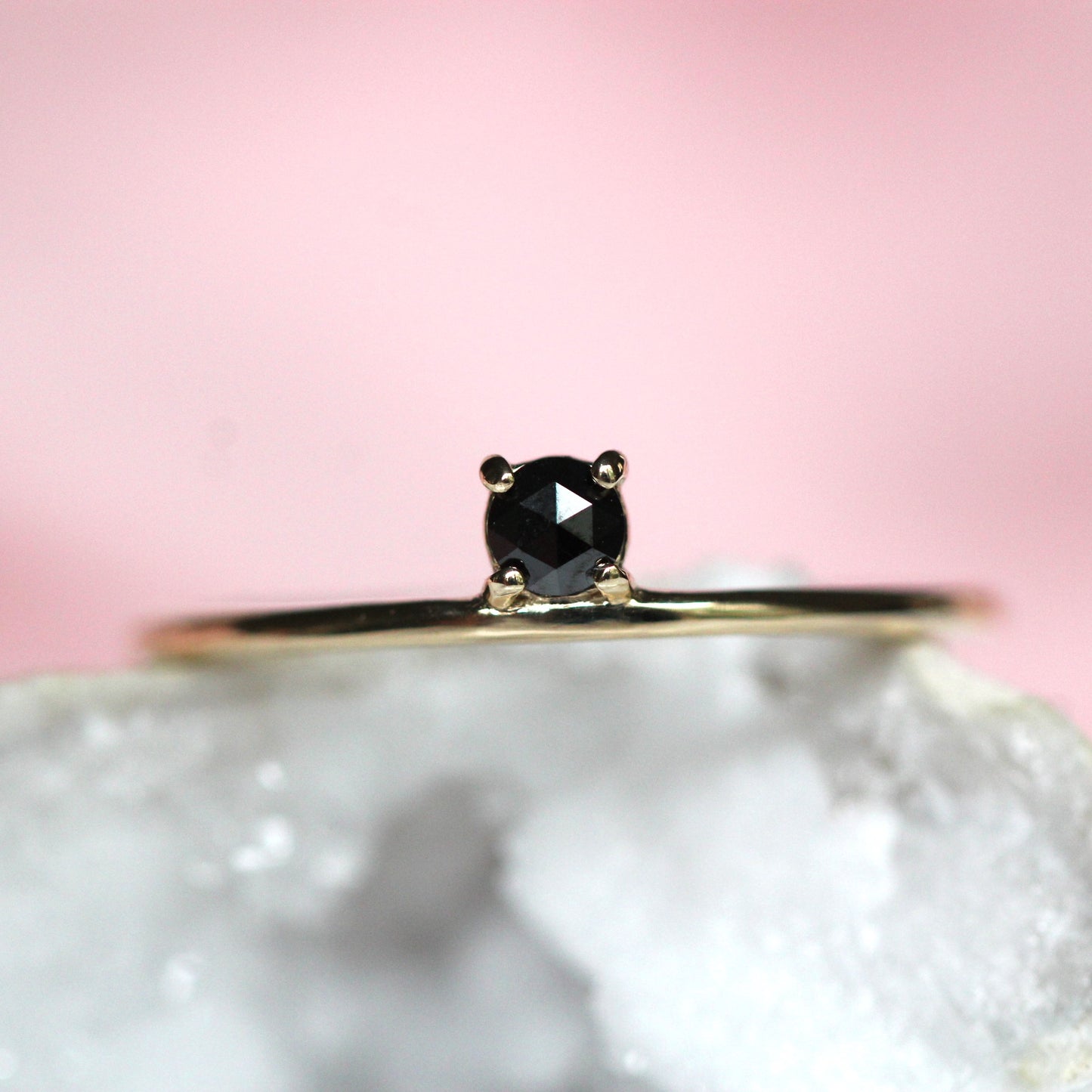 Floating Rose Cut Black Diamond Stacker