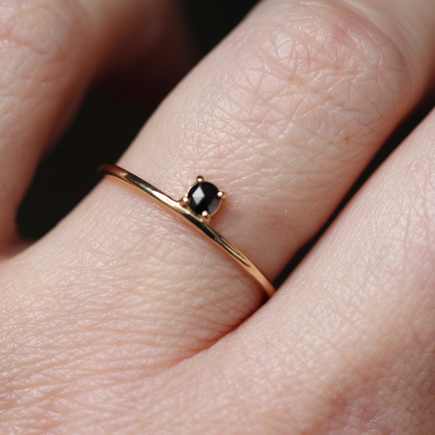 Floating Rose Cut Black Diamond Stacker