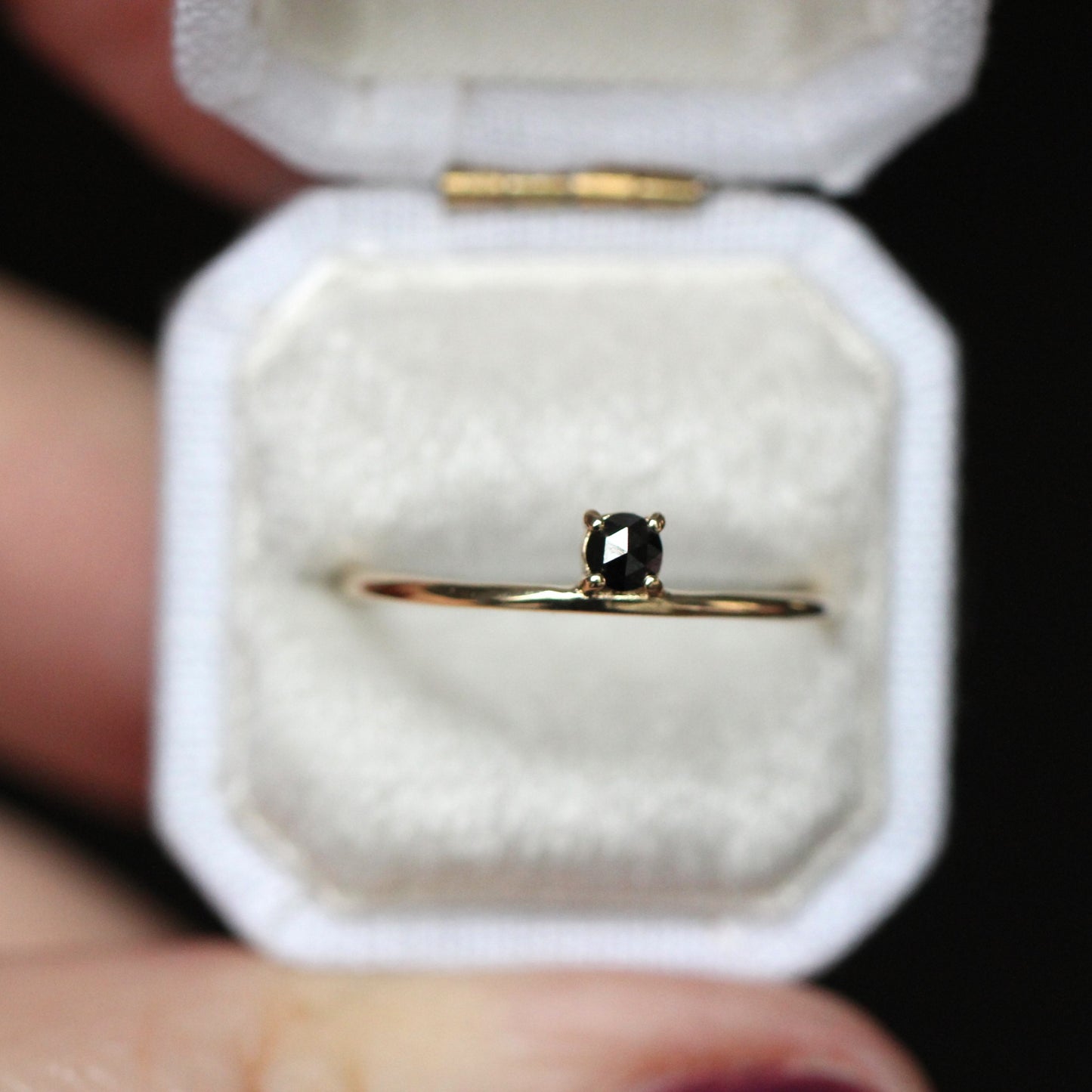 Floating Rose Cut Black Diamond Stacker