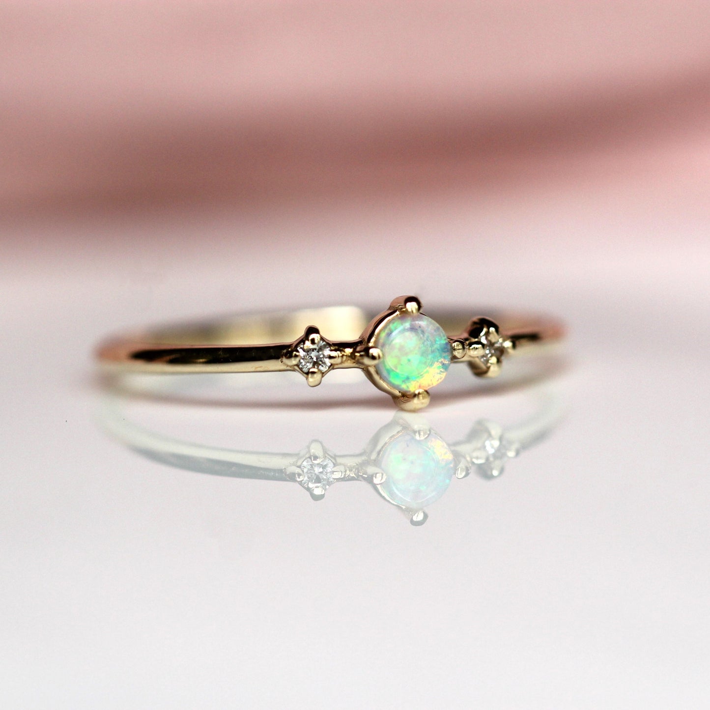 Opal Diamond Trio Ring